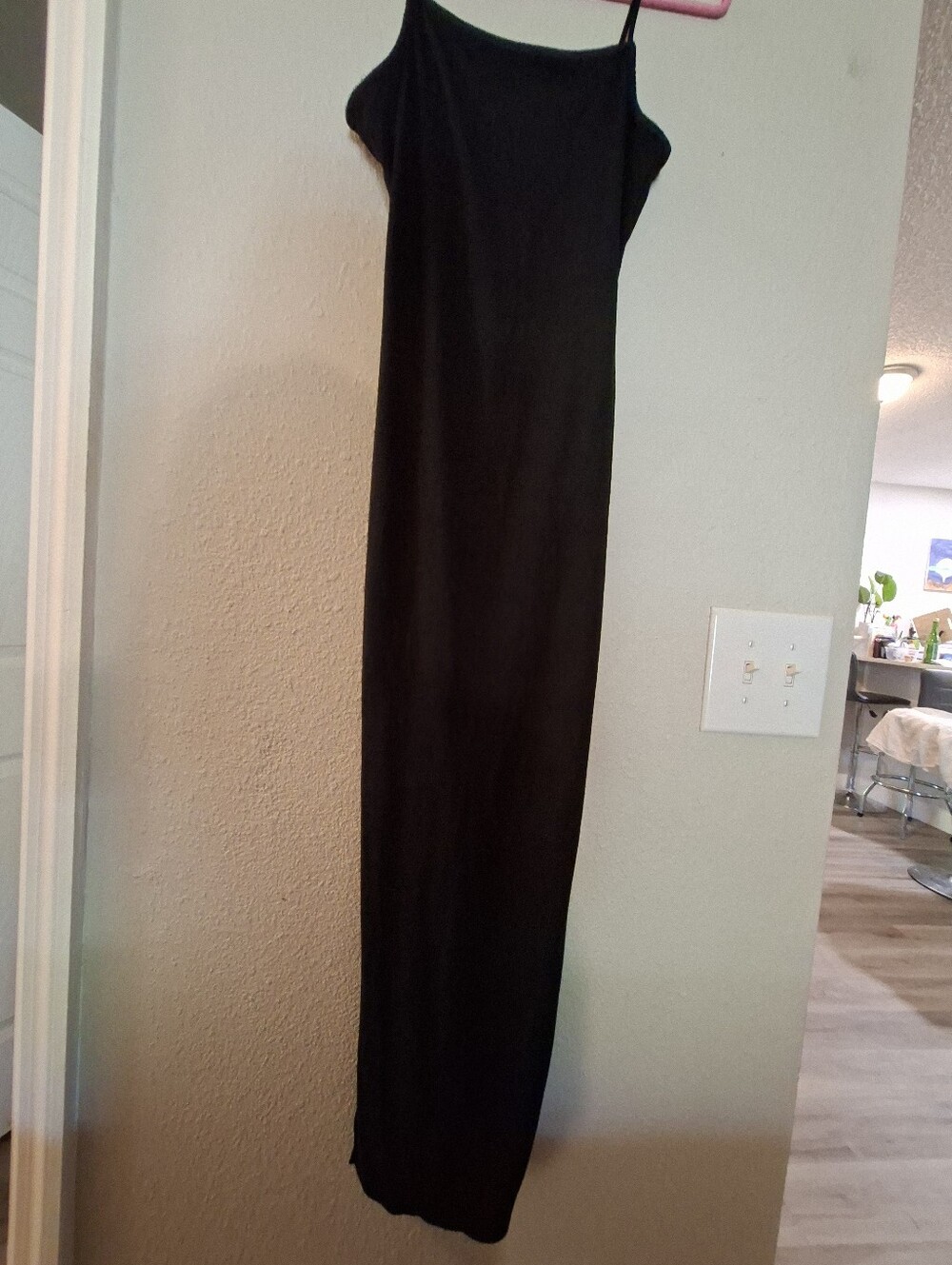 Classic Black Slip Maxi Dress with Thin Straps